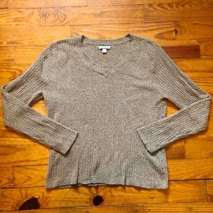 EUC Fuzzy, Ribbed, Popcorn Knit, V-Neck Croft & Barrow Sweater